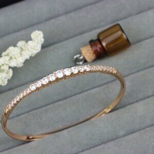 Elegant Rose Gold Bangle with Sparkling Center Crystal Accents, XPBL0435